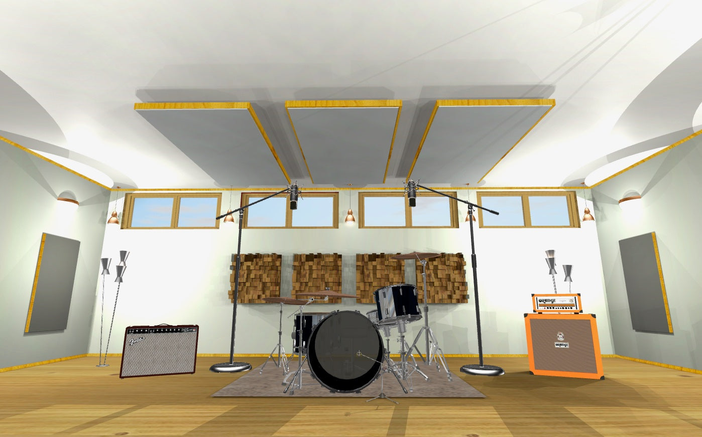 CEILING BAFFLE - Steel Grey & Golden Pecan