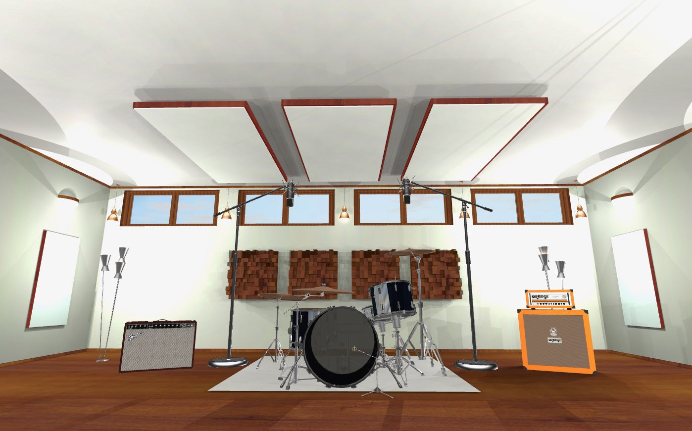 CEILING BAFFLE - White & Gunstock