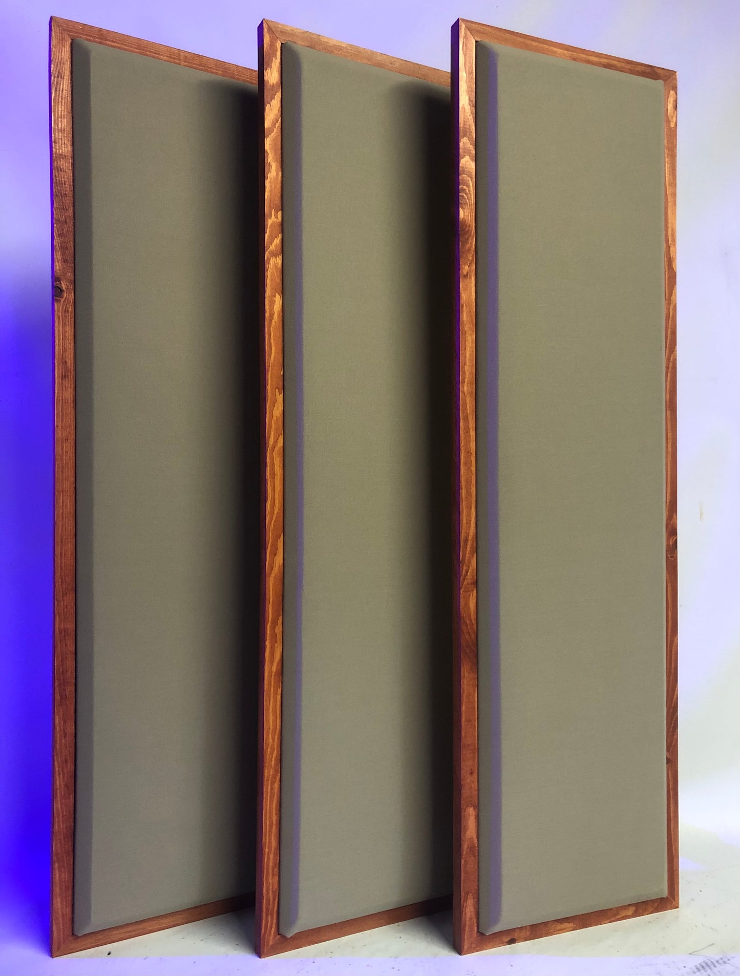 Acoustic Panels (Set of 3) Khaki w/ Gunstock Frames - 3ftx1ftx1.5in