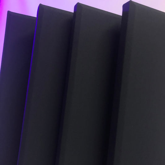 Acoustic Panels (Set of 4) Black w/ Beveled Edges - 2ftx1ftx1.5in