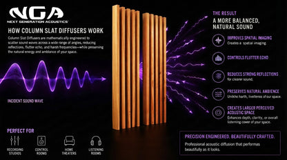 Column Slat Diffusers (Pair) | Premium Wood Sound Diffuser Set - Gunstock
