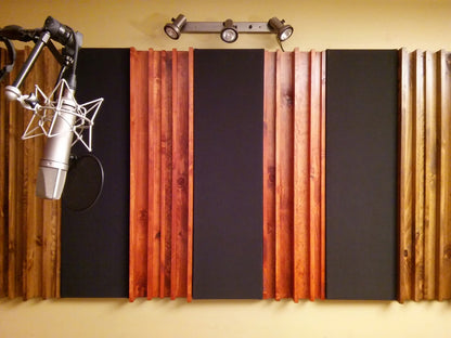 Column Slat Diffusers (Pair) | Premium Wood Sound Diffuser Set - Gunstock