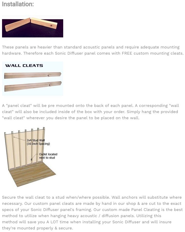 SONIC DIFFUSER PANEL- Walnut Finish (2ft x 2ft) Acoustic Skyline Diffuser