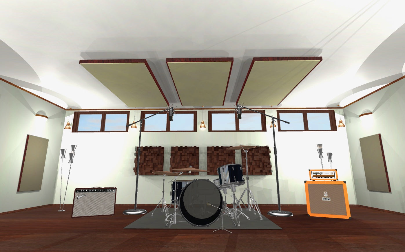 CEILING BAFFLE -  Khaki & Red Mahogany