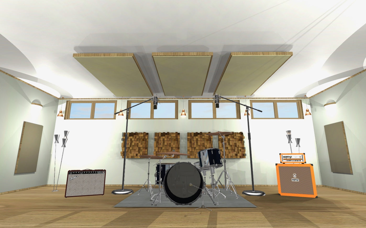 CEILING BAFFLE -  Khaki & Special Walnut