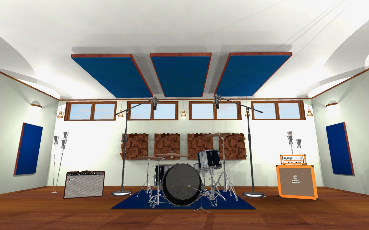 CEILING BAFFLE -  Navy Blue & Gunstock